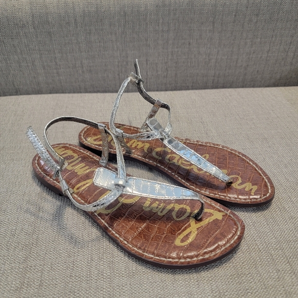 Sam Edelman Women's Metallic Ankle Sandals Size 6M Silver - Picture 6 of 6